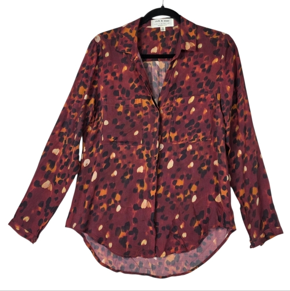 Cloth And Stone for Anthropologie Cheetah Print Button Down Shirt